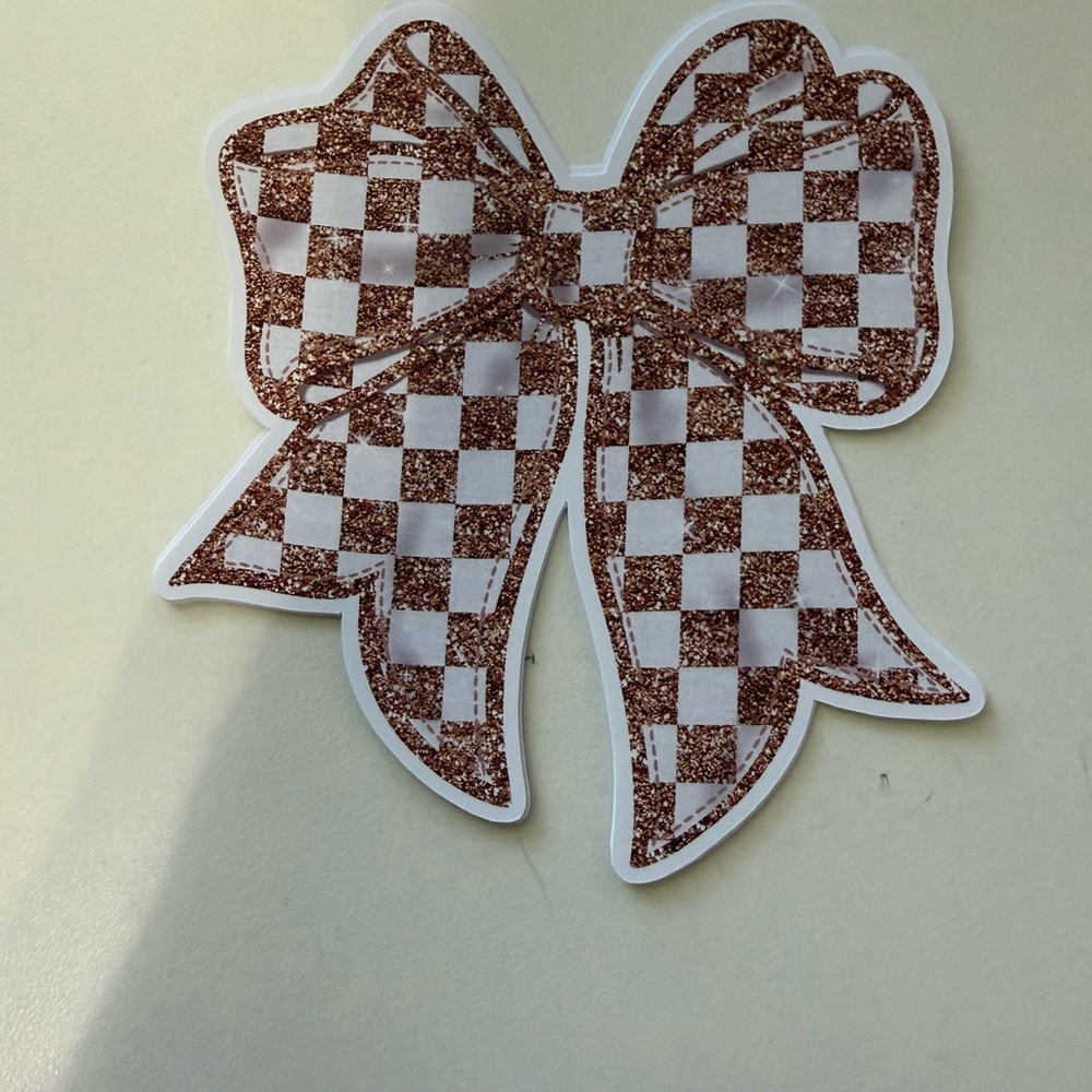 Brown checkered bow card stock car freshie scent varies air freshener‎ croquet